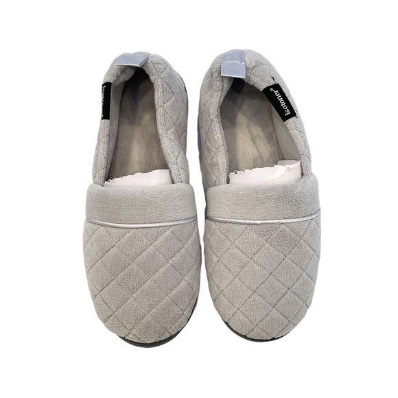ISOTONER SIGNATURE Quilted Memory Foam Microterry Slip On Slippers - Grey - NEW - Picture 5 of 6